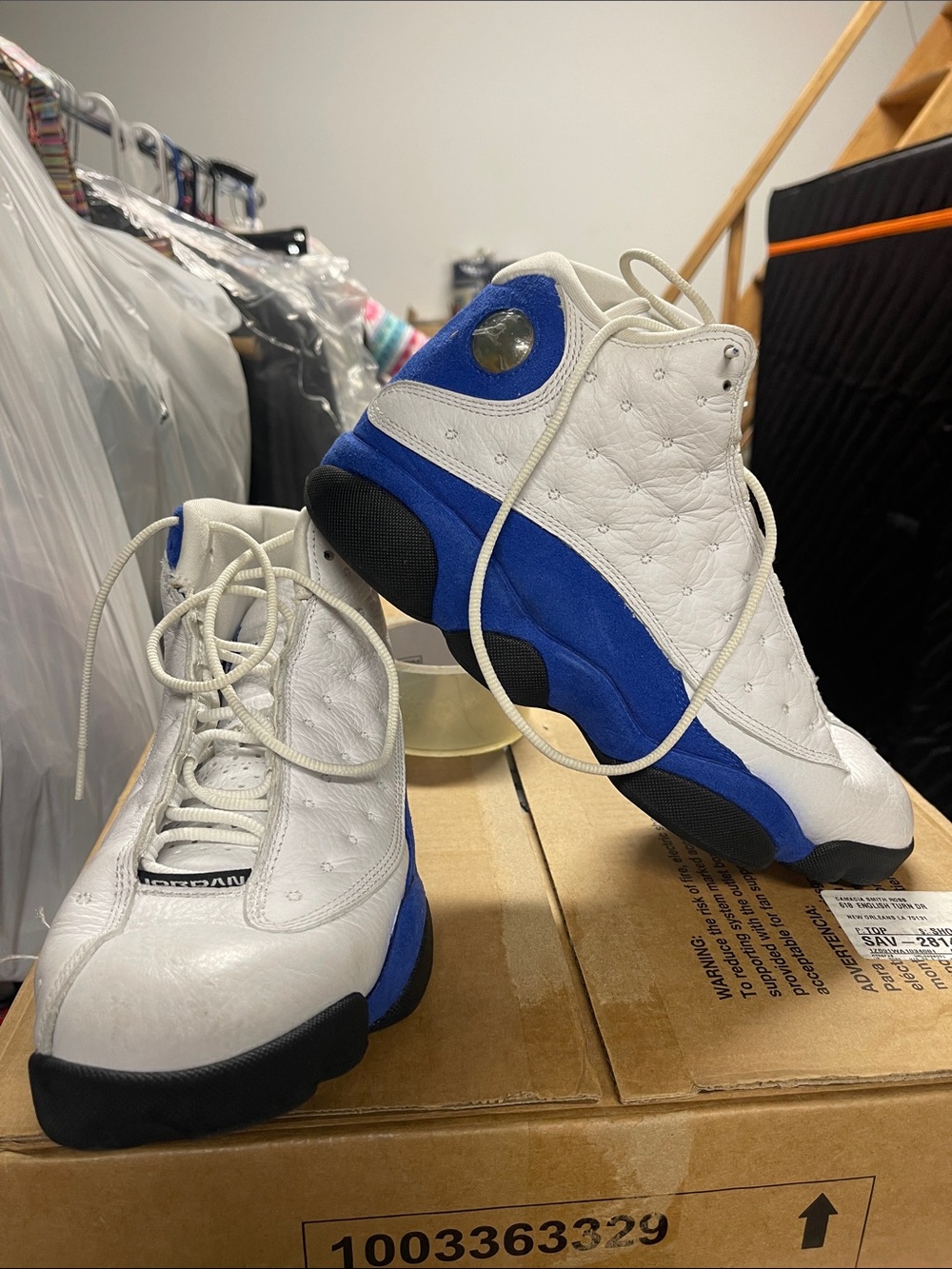 White and Blue Jordon’s Basketball Sneakers